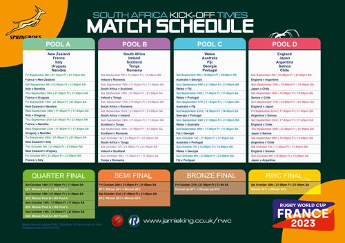 South Africa Rugby World Cup Match Schedule for Desktop Background