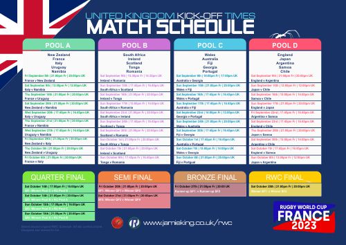 Rugby World Cup Match Schedule PDF with UK Times