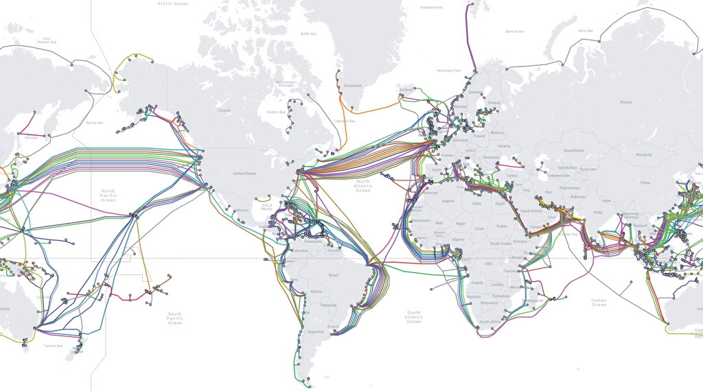 Global Submarine Fibre Optic Cable Network map